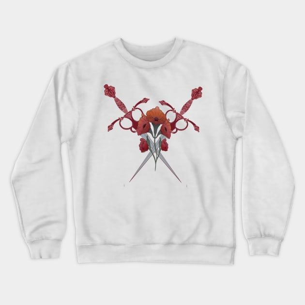 Butterfly Knives Peony Poppy Edgy Crewneck Sweatshirt by UrbaneWanderlust